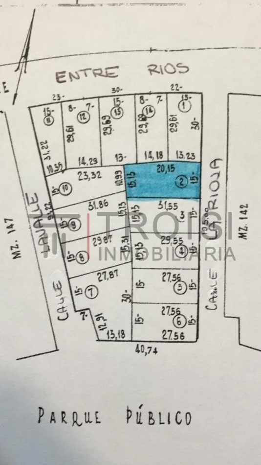L7 - Lote Calle La Rioja e/ Av. Entre Rios y Parque Publico - Santa Teresita