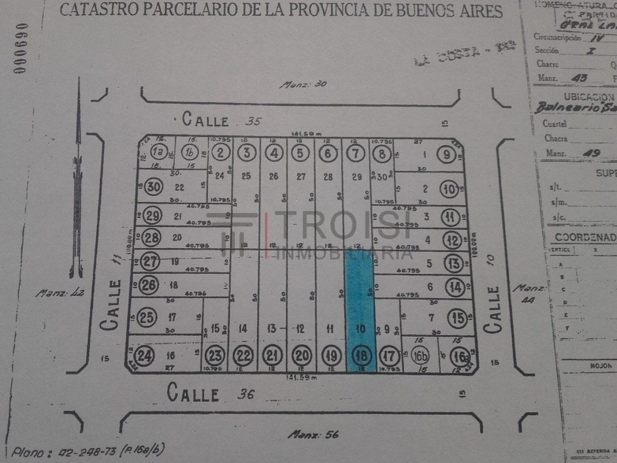 L5 - Lote Calle 36 e/ 10 y 11 - Santa Teresita